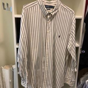 Ralph Lauren long sleeve striped button down Mens dress shirt, 2XB, Classic Fit